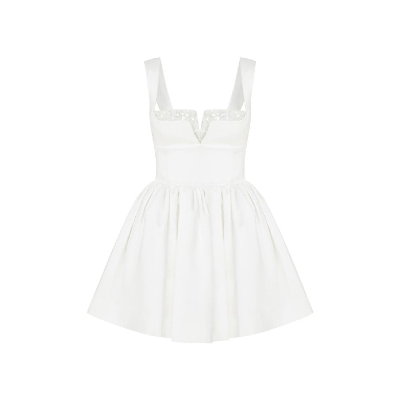 LEANNE LILY WHITE SATIN MINI DRESS
