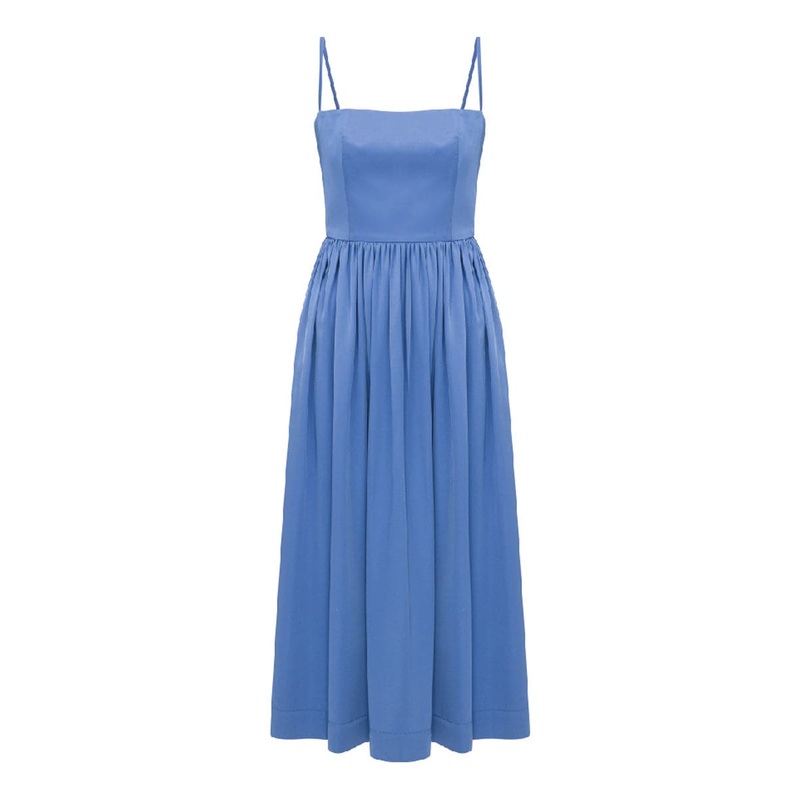 LIETTE ULTRAMARINE SATIN MIDI DRESS