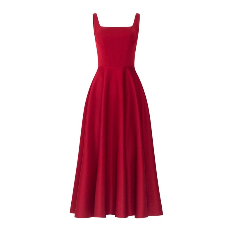LILIANA RED TAFFETA U-LINE DRESS