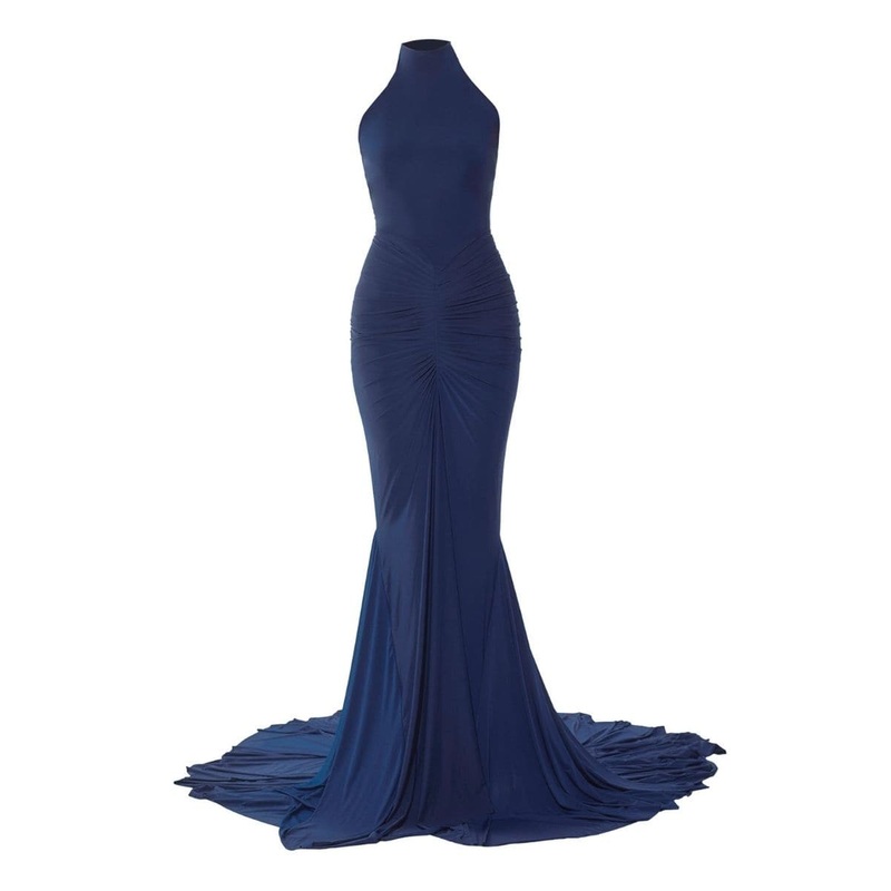 WENDY NAVY BLUE HIGH-NECK GOWN