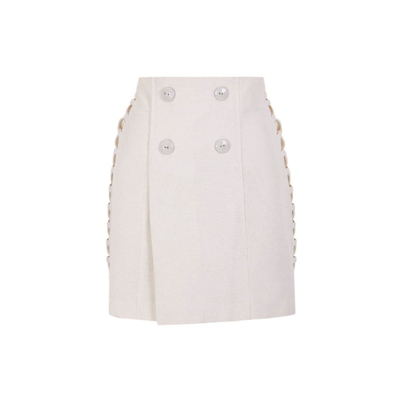WHITE MINI CROSS CHAIN SKIRT