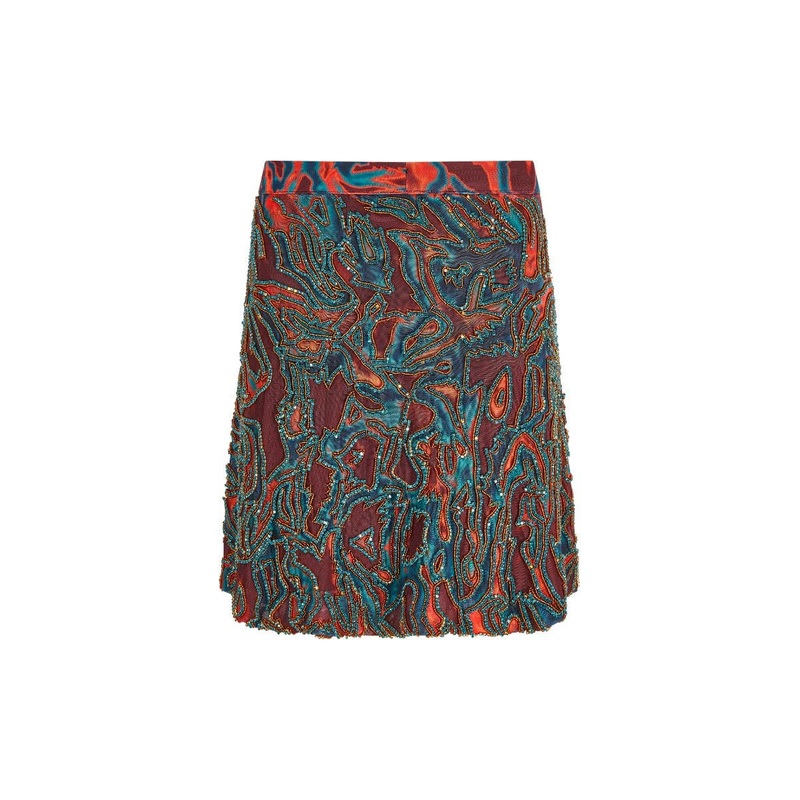 ZUSI KARA BLUE AND ORANGE MINI SKIRT