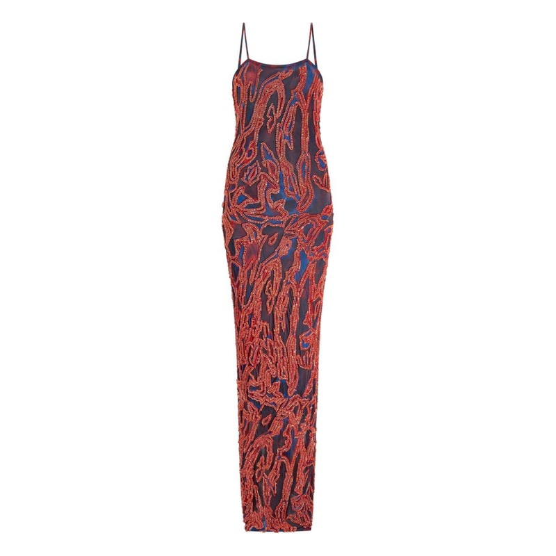 ZUWA BLUE AND RED SLIP MAXI DRESS