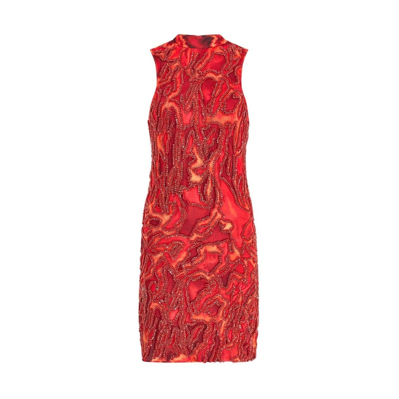 ZUWA RED AND ORANGE SLEEVELESS MINI DRESS
