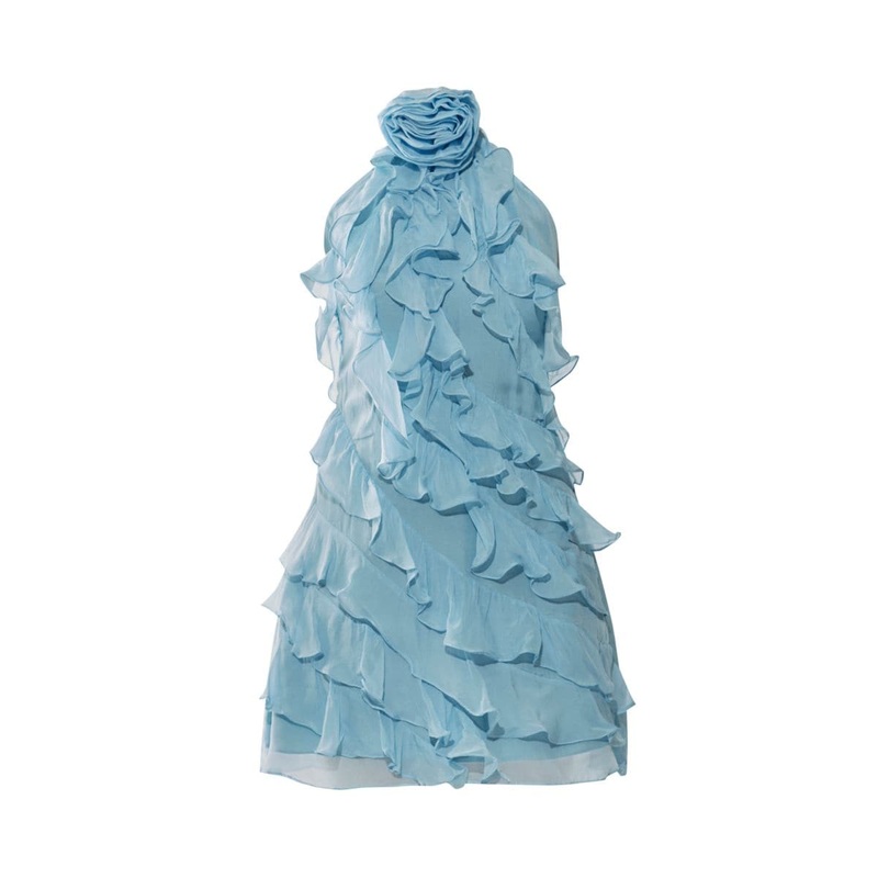 ADA ICE BLUE RUFFLE MINI DRESS