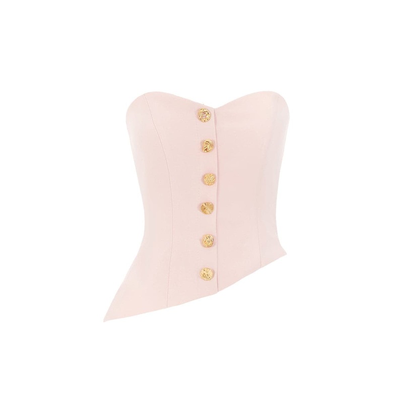 ASYMMETRIC GOLD-DETAILED CREPE CORSET