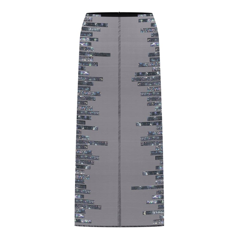 BLACK CRYSTAL PIXEL MIDI SKIRT