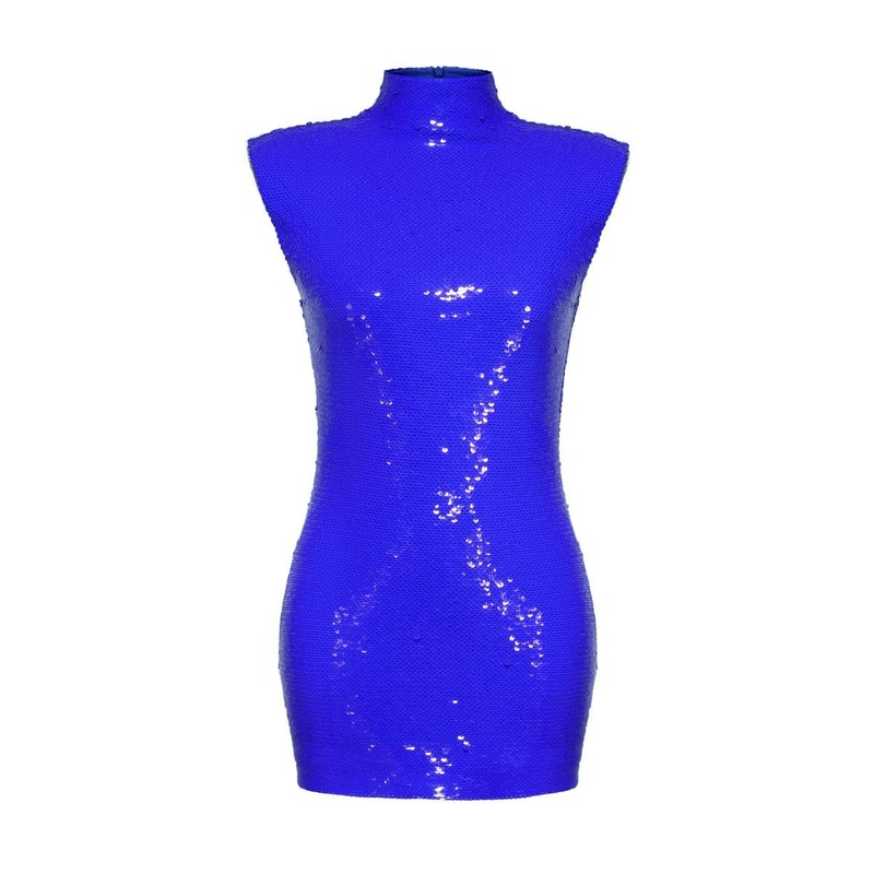 COLBALT BLUE SEQUIN BODYCON MINI DRESS
