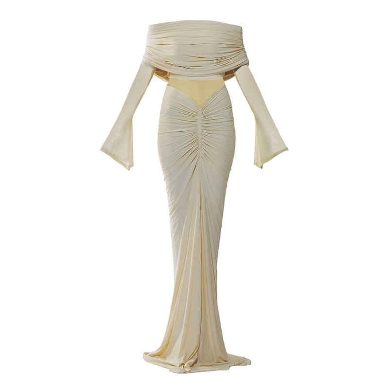 JOLENE OFF-SHOULDER RUCHED GOWN