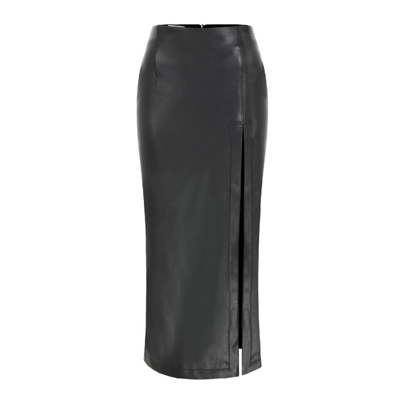 LEA NOIR VEGAN LEATHER MIDI SKIRT