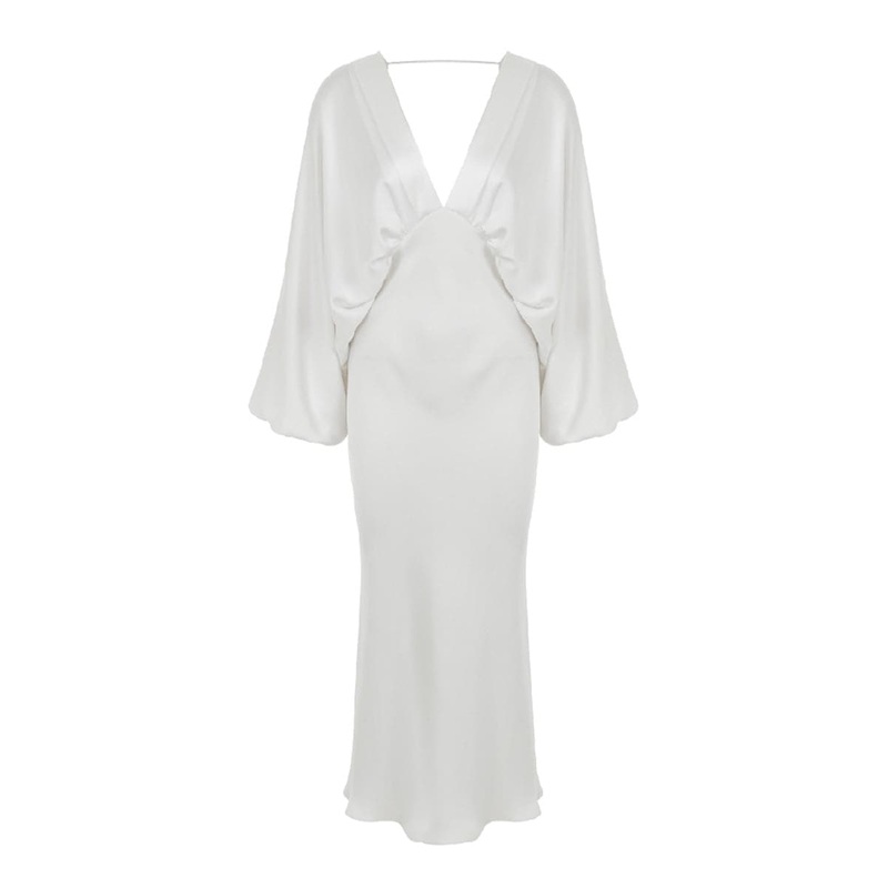 MILA BLANCHE SATIN MIDI DRESS