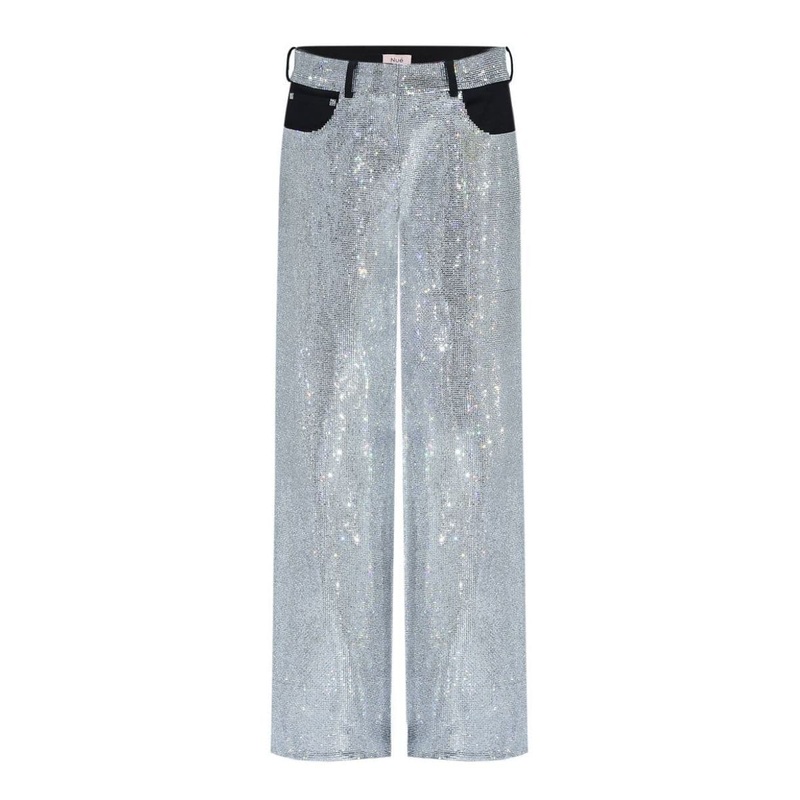 MIRROR CRYSTAL WIDE-LEG JEANS