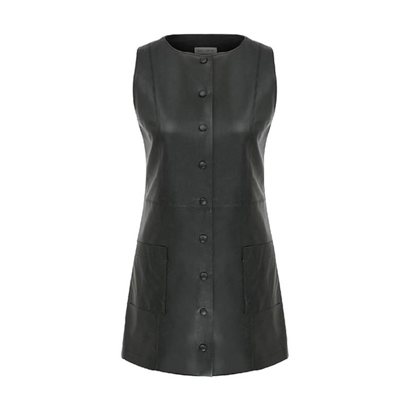 ODETTE NOIR VEGAN LEATHER MINI DRESS