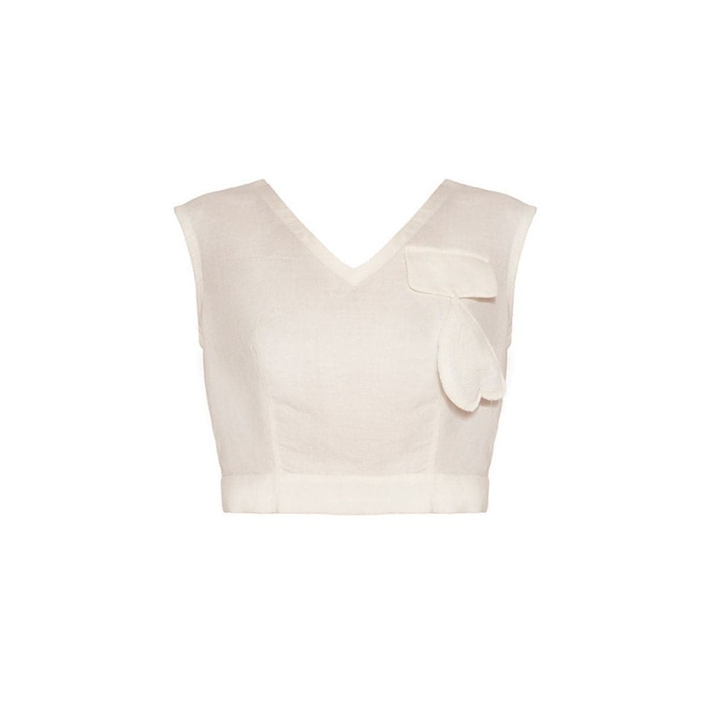 WHITE SWEETHEART CROP TOP