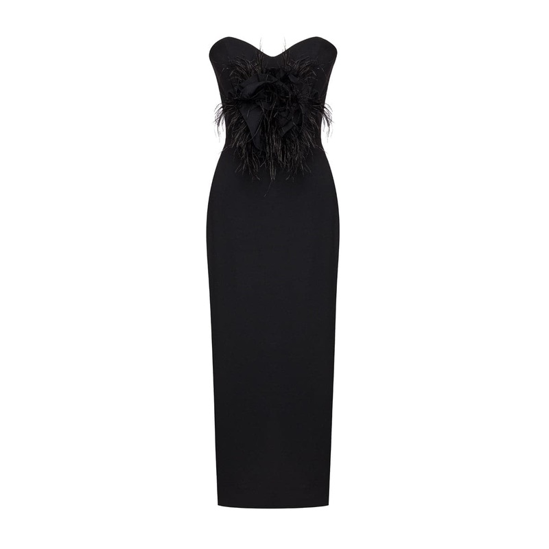 ZARA STRAPLESS CREPE MIDI DRESS