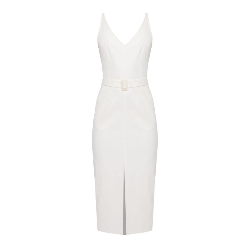 ALBERTA OFF-WHITE DENIM MIDI DRESS