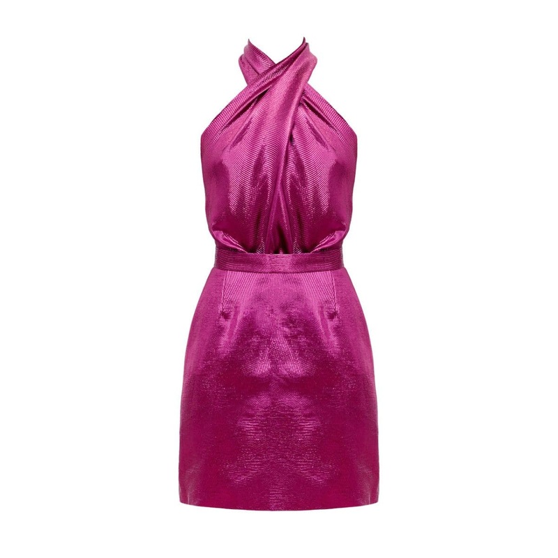 AMANI PINK SHINY SILK MINI DRESS