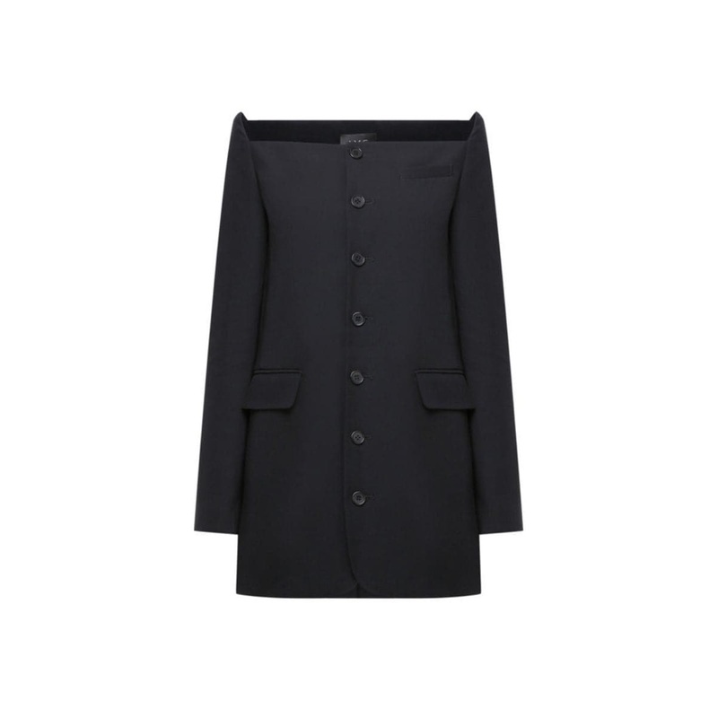 BLACK BUTTON DOWN BLAZER MINI DRESS