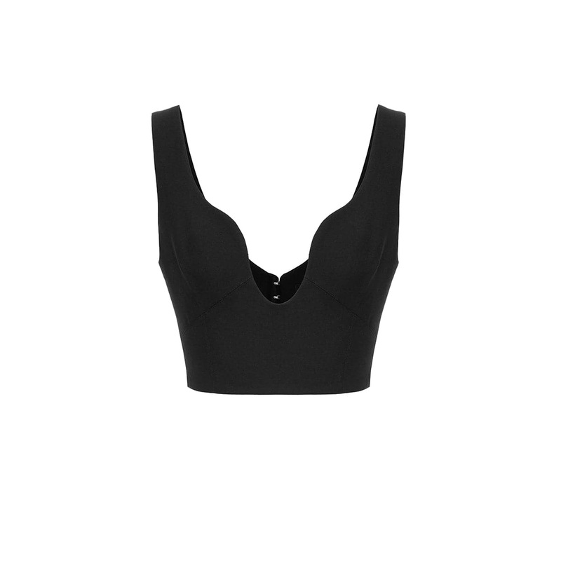 BLACK FITTED CROP TOP