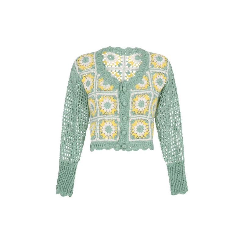 FLORA GREEN CROCHET CARDIGAN
