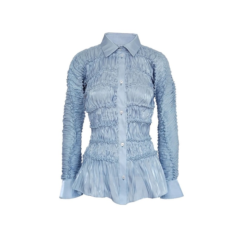 GLORIA BLUE KIMONO SLEEVE SHIBORI BLOUSE