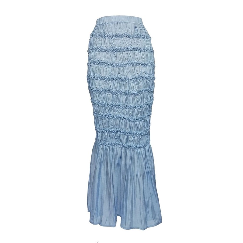 JULIA BLUE SHIBORI SLIT MIDI SKIRT