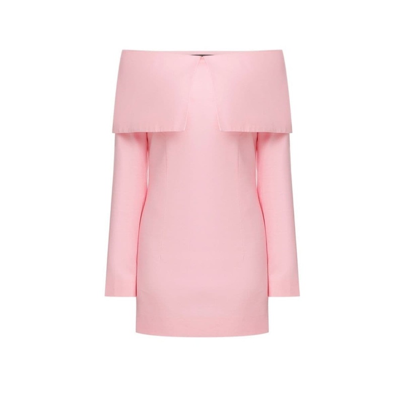 LARGE FOLD-DOWN PINK COLLAR MINI DRESS