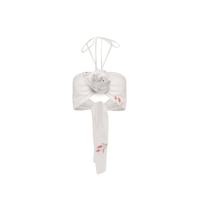 LOVELY TULIP EMBROIDERED CROP TOP
