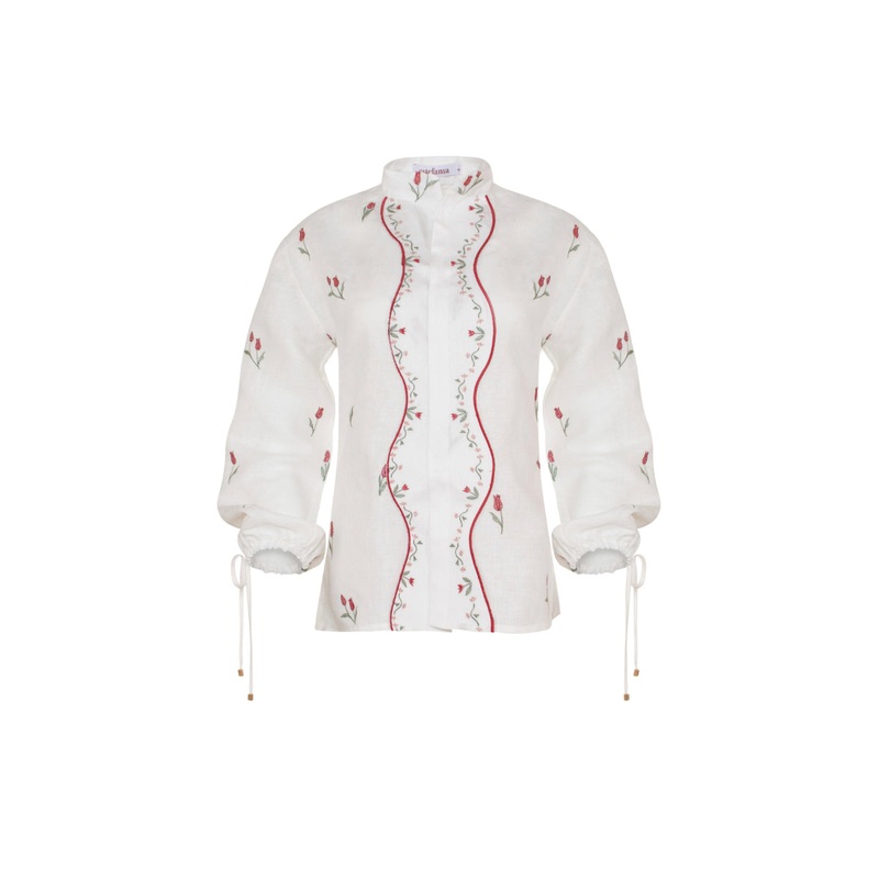 LOVELY TULIP LONG SLEEVE SHIRT IN IVORY