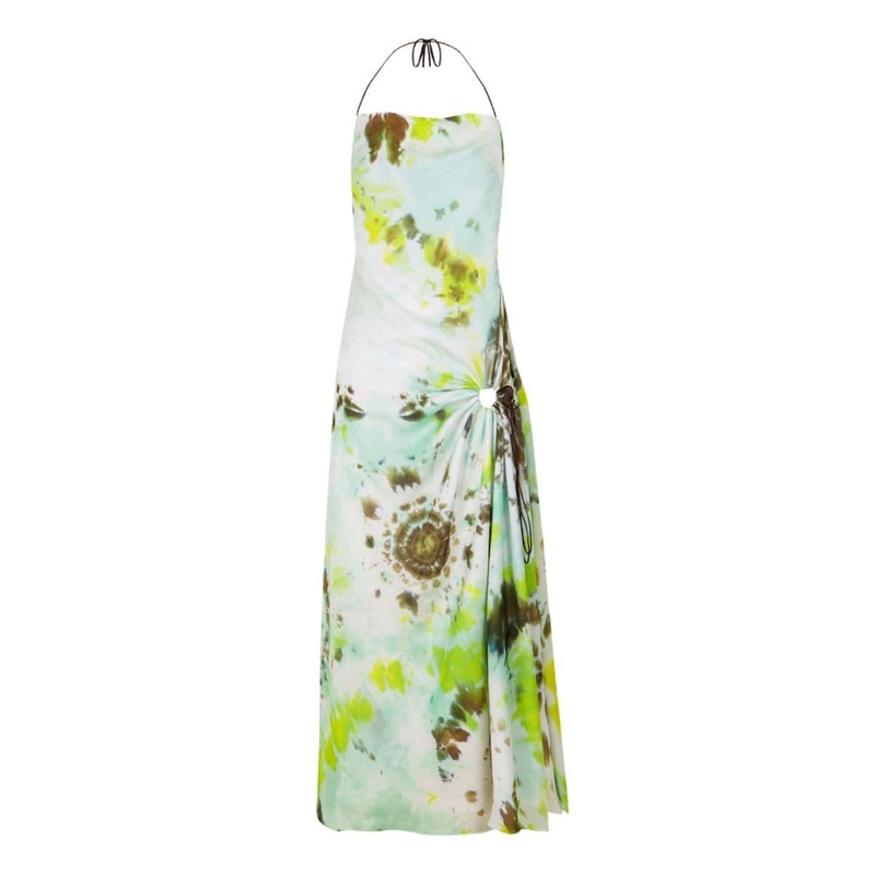 MULTICOLOR HANDMADE TIE DYE FLARE MIDI DRESS