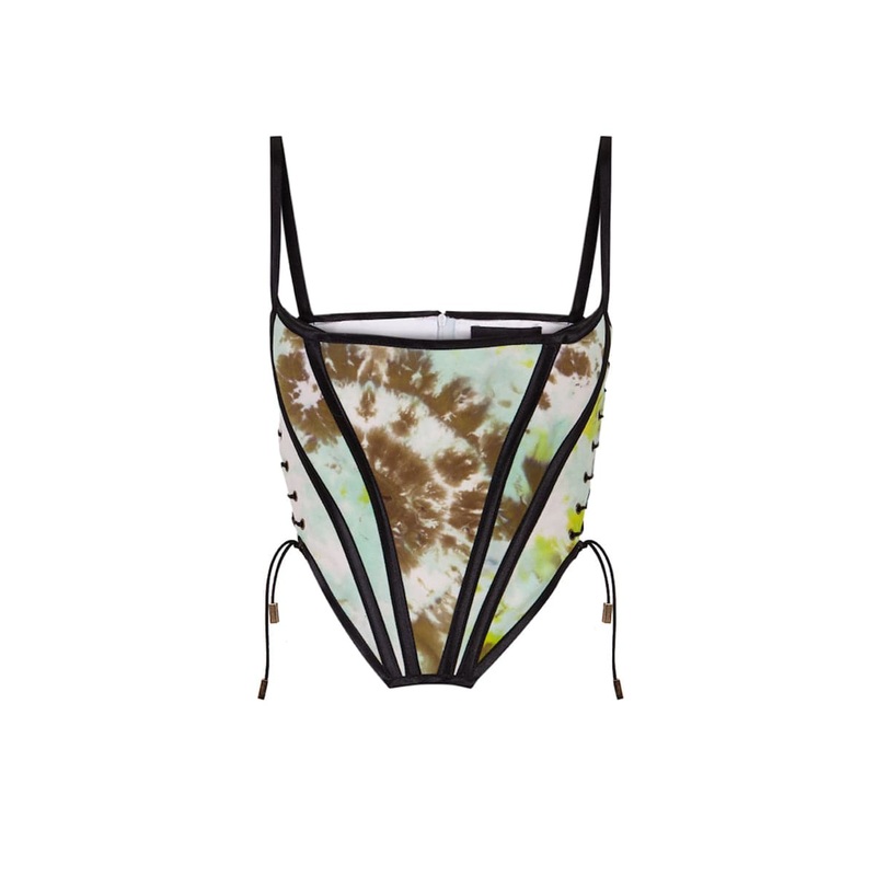 MULTICOLOR HANDMADE TIE DYE SILK CORSET