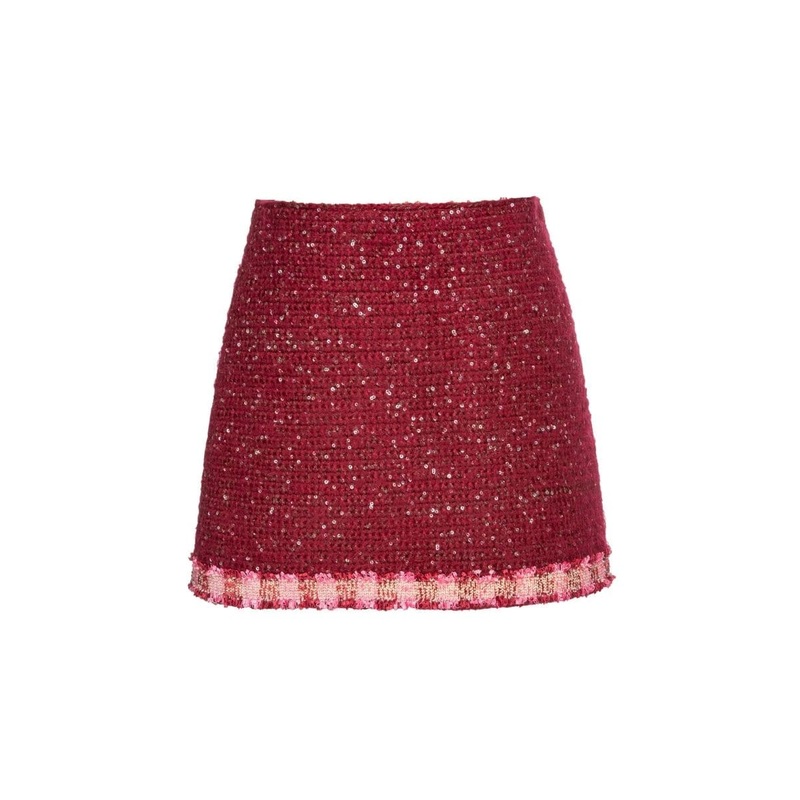 ROZANY RED KNITTED MINI SKIRT