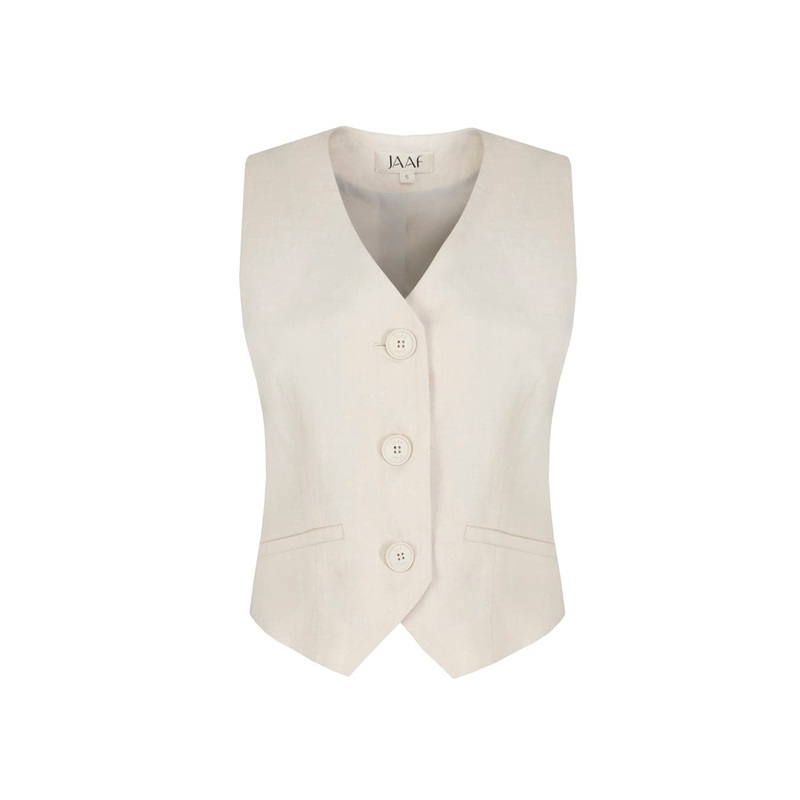 SANDY BEIGE TAILORED VEST TOP