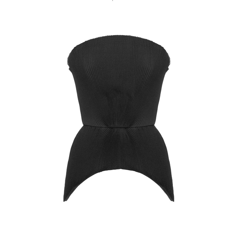 STRAPLESS BLACK PEPLUM TOP