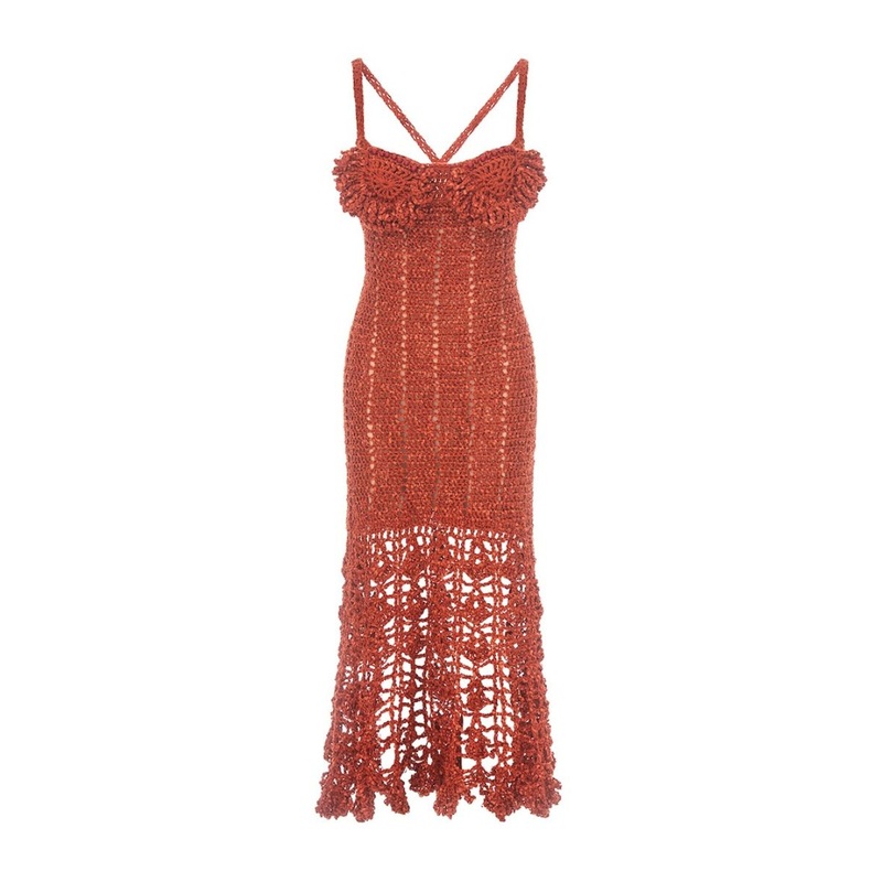 CHRYSANTHEMUM TERRACOTTA HANDMADE CROCHET DRESS
