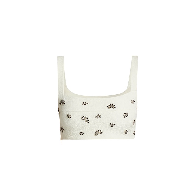 DAKOTA CRYSTAL EMBROIDERED CROP TOP