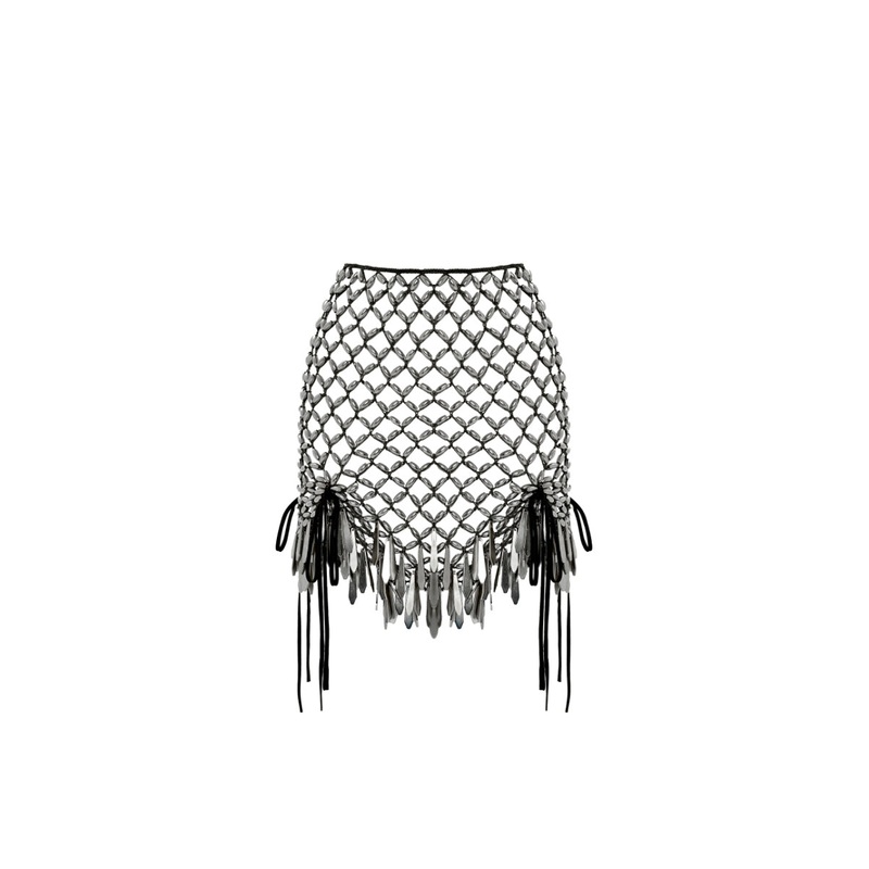 HAND KNITTED MINI SKIRT IN BLACK