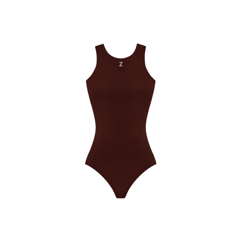 JERSEY BODYSUIT IN BROWN