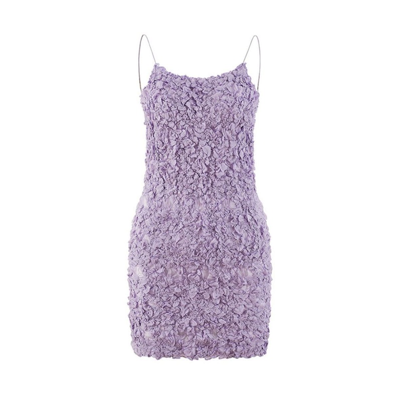 LILAC GIA SMOCKED SILK CHIFFON MINI DRESS