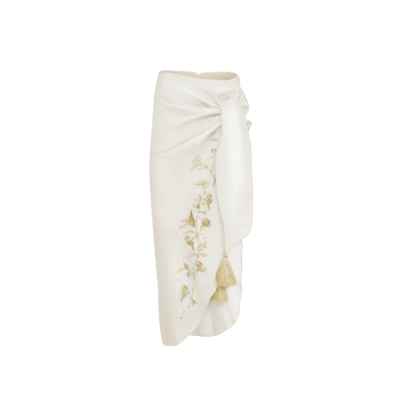LILIES PAREO SKIRT IN WHITE GOLD