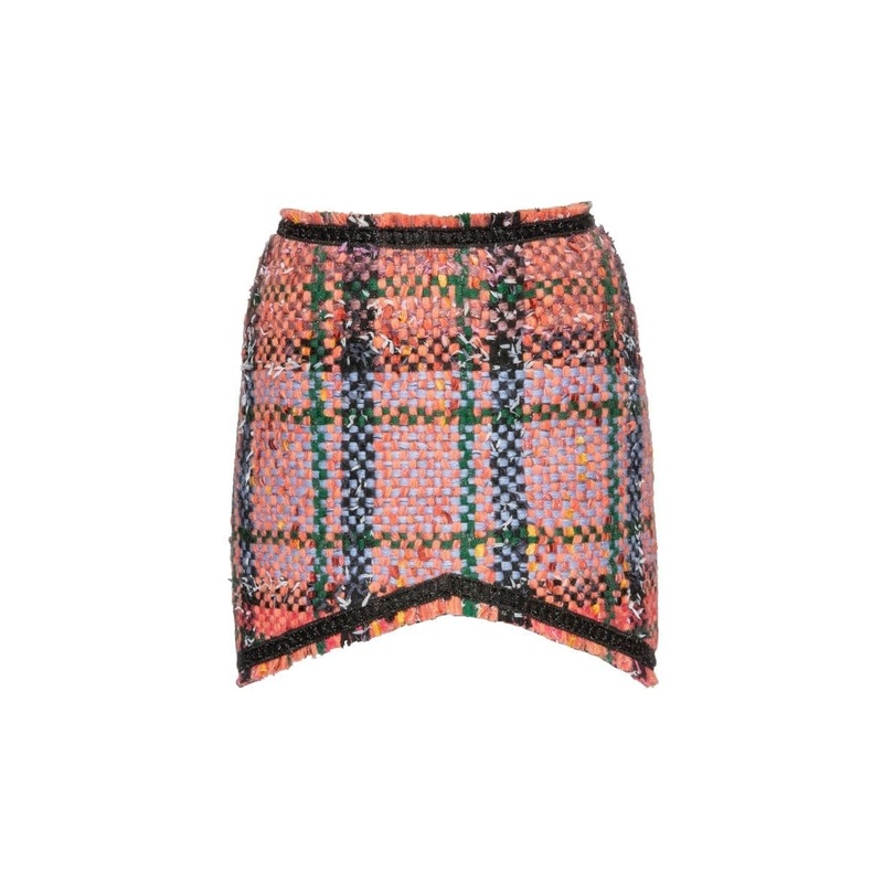 ORANGE AND BLUE TWEED MINI SKIRT
