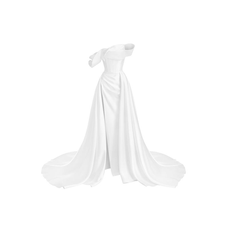 AMANDA SIMPLY WHITE OVER SKIRT GOWN