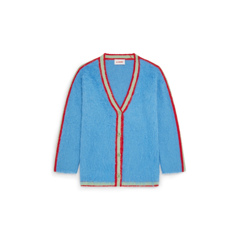 BABY BLUE OVERSIZED MULTICOLORED SURI CARDIGAN