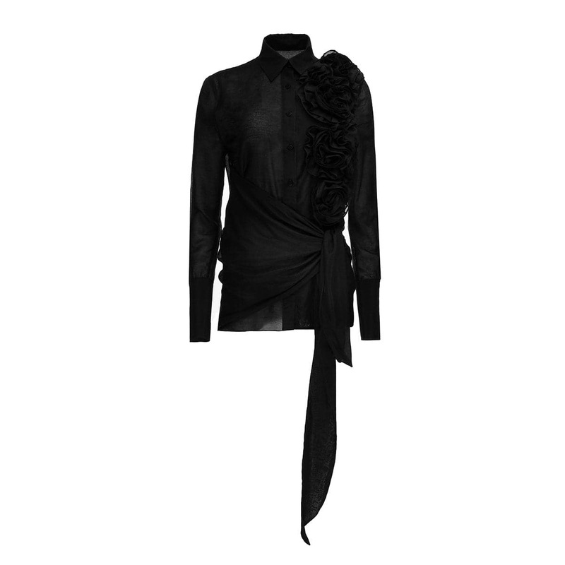 BLACK SHIRT WITH ROSES