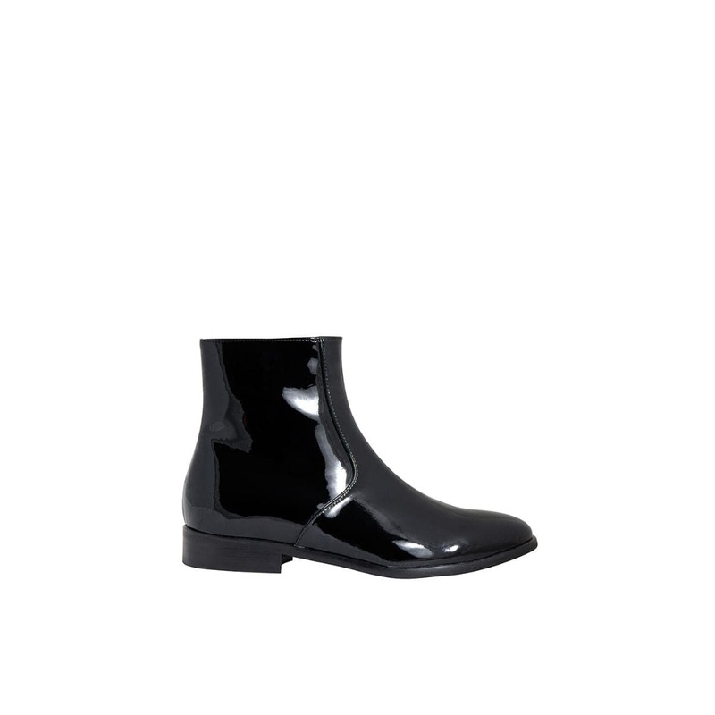 CHARLI BLACK PATENT-EFFECT ANKLE BOOTS