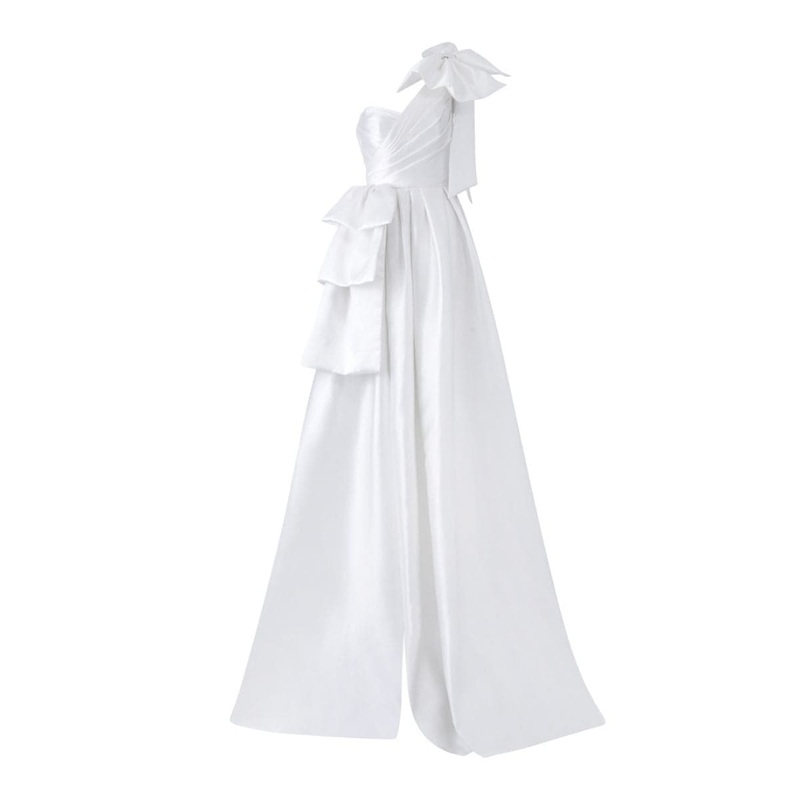 ETHELBERT WHITE TAFFETA BOW TIE GOWN