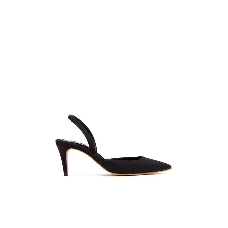 GABRIELLA BLACK SATIN SLINGBACK HEELS