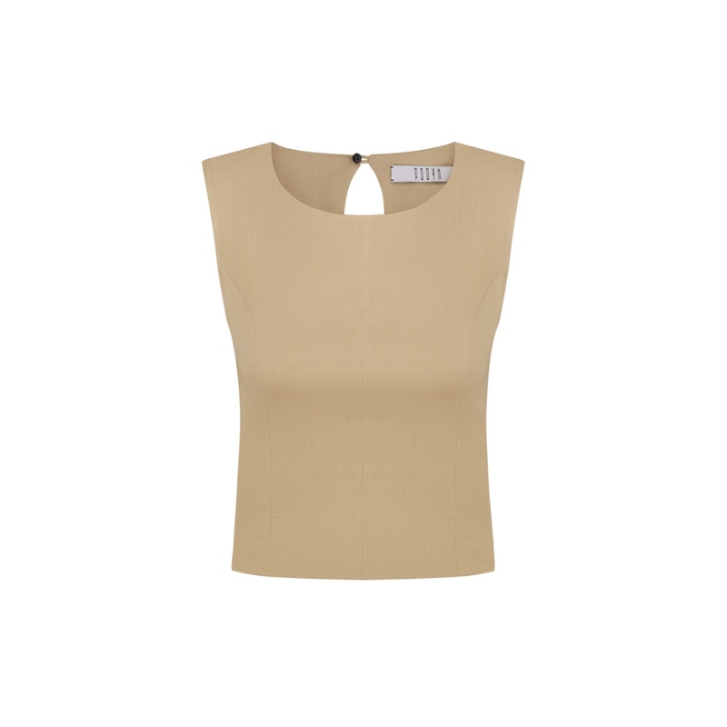 GROMOVYK BEIGE CUT-OUT BACK TOP