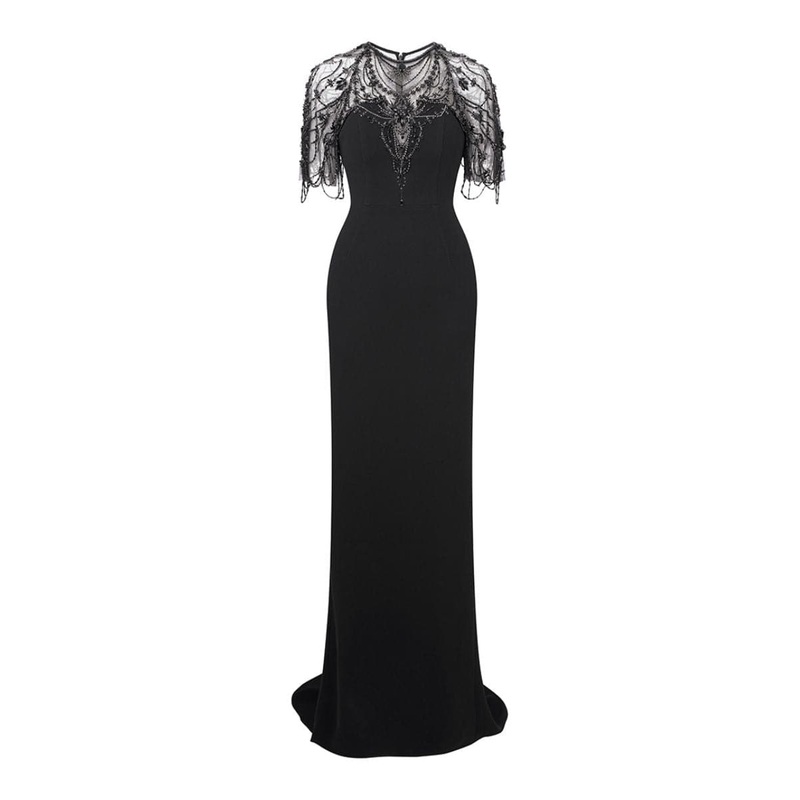 JADE BLACK LONG BEADED GOWN
