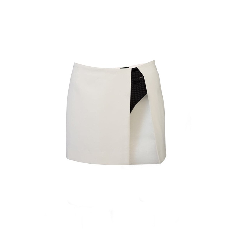 MILKY MINI SKIRT WITH BLACK SEQUIN UNDERWEAR